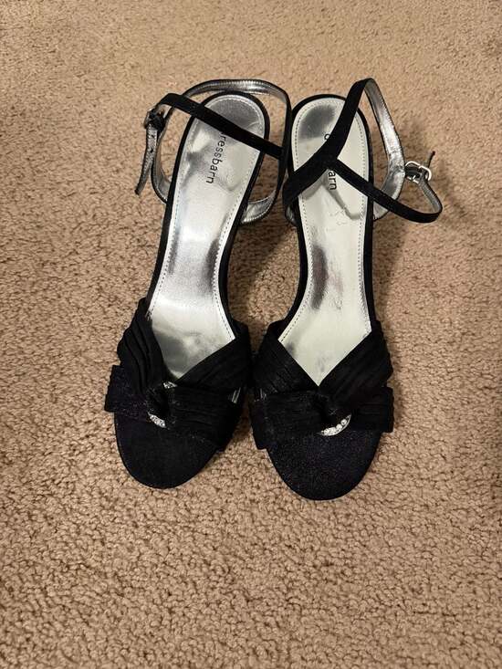 Dressbarn Shoes - Dressbarn Black Satin Ankle Strap Heels with Rhinestone wedding guest 9